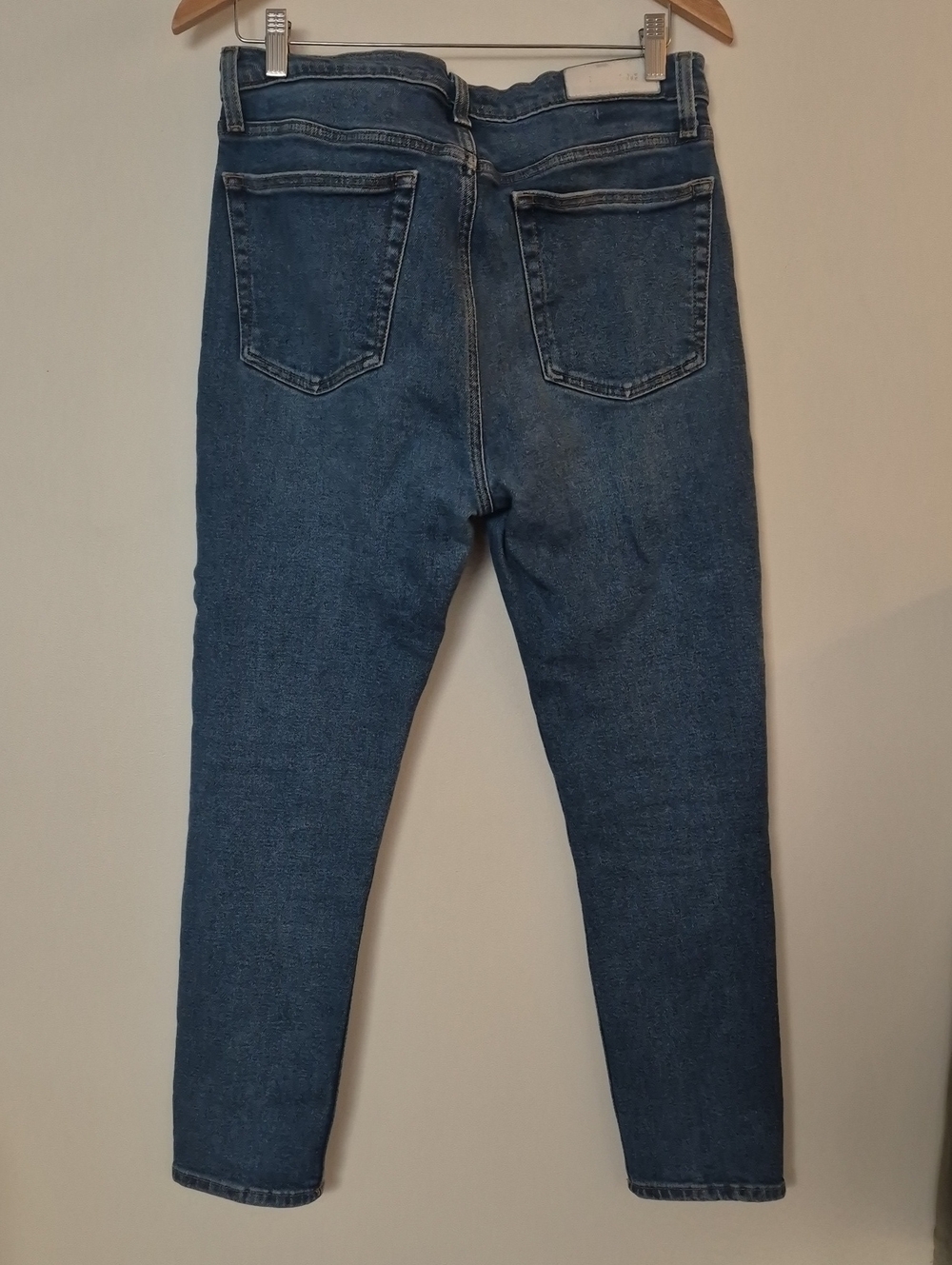 RE/DONE Salvage High Rise Straight Leg Crop Jeans Blue Wash Button Fly Size 30 - Picture 3 of 8